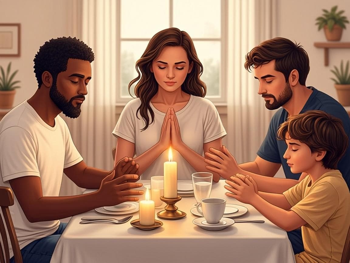 Família reunida em oração